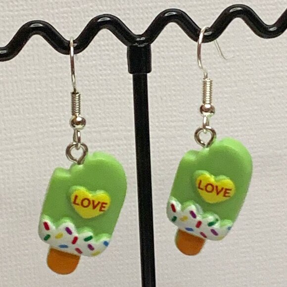 Popsicle Earring, Love Earring, Valentine's Day, Gift Idea, Funny Food Earring - Picture 1 of 6
